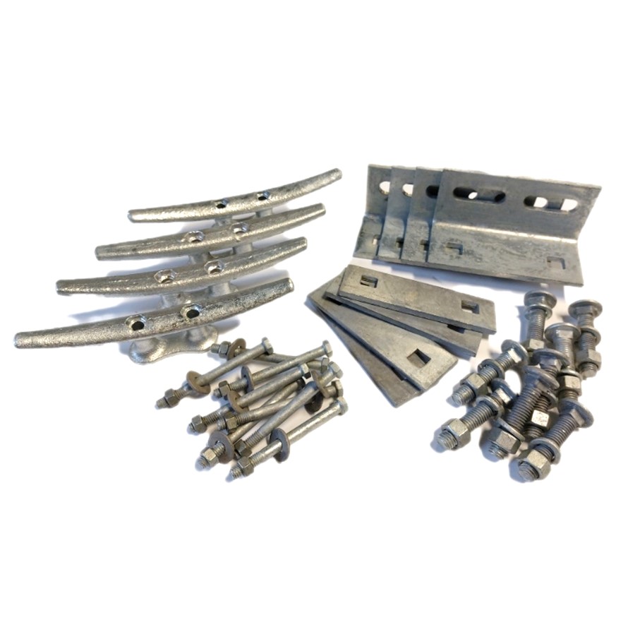 Ensemble de 4 taquets galvanisés 8'' et quincaillerie - 8004-K4