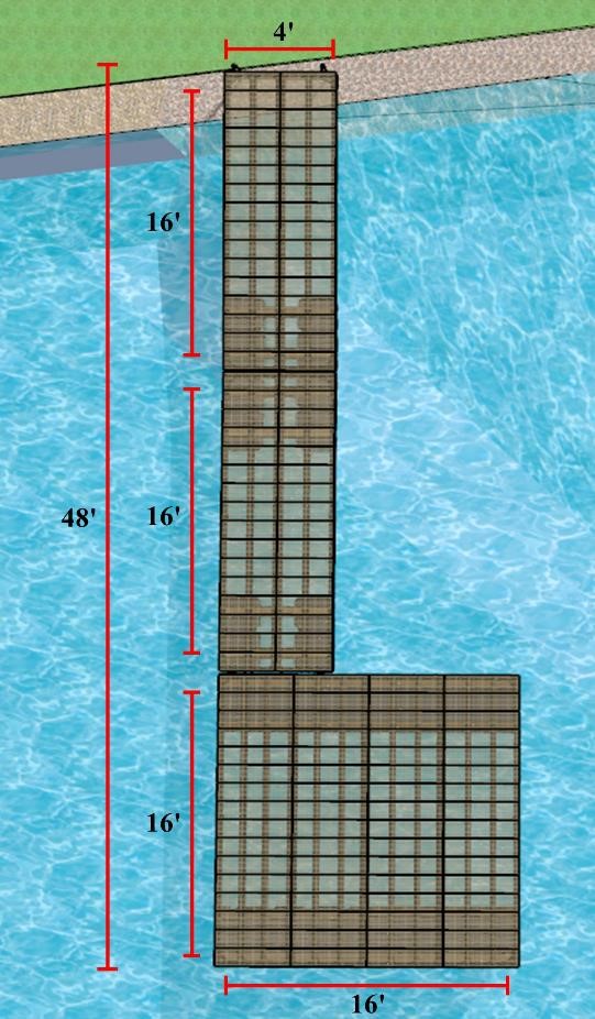 Ensemble de quais 6'x16' Semi-Flottant, 6'x16' Flottant et 16'x16' Flottant Heavy Duty - Revêtement Thruflow - TFP